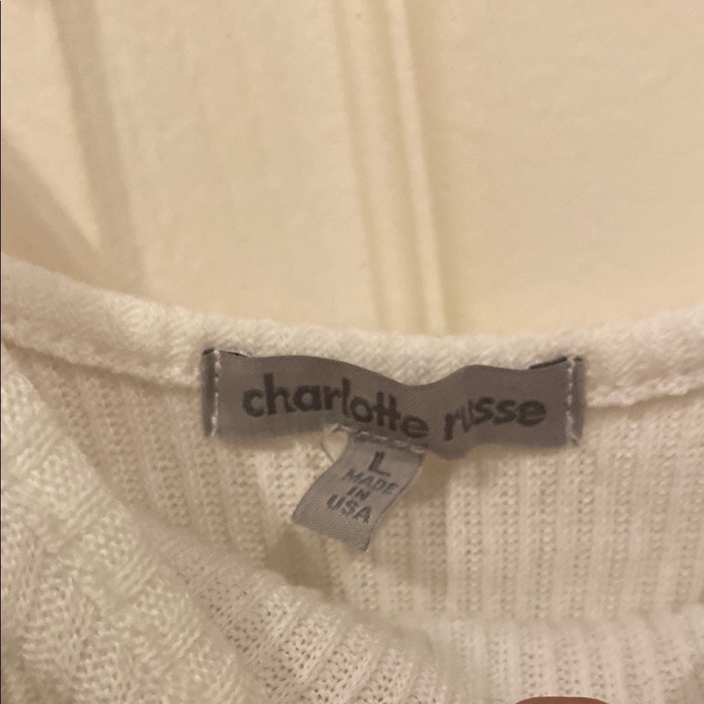 White Cropped Long Sleeve Top - Picture 3 of 6